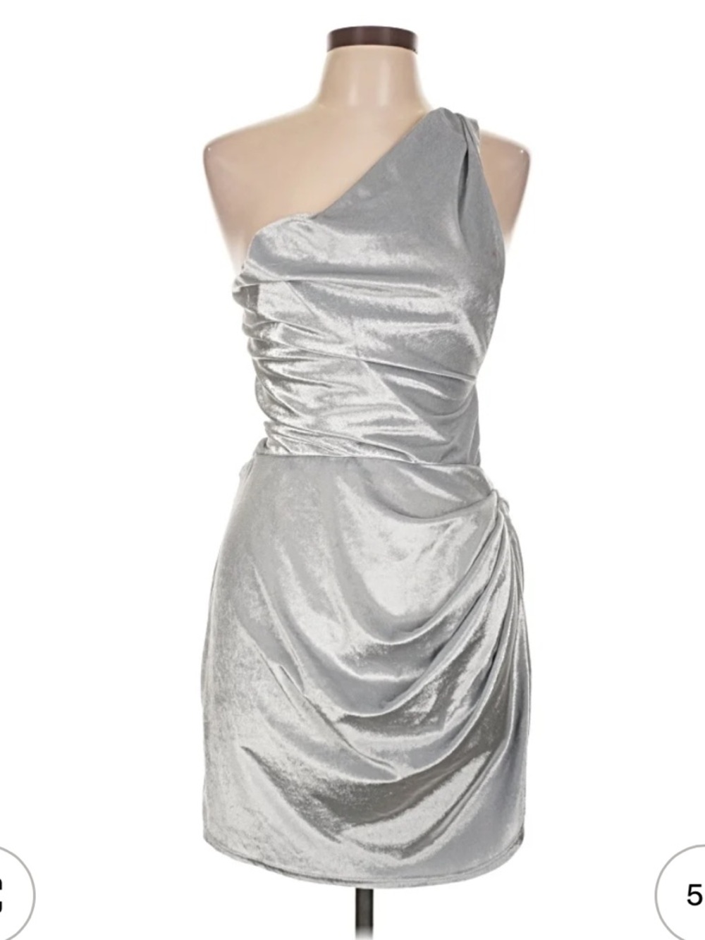 One-Shoulder Silver Shimmer Mini Dress